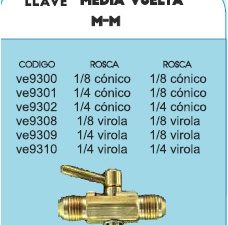 LLAVE 1/2 VUELTA M-M 1/8 AJTE.X 1/8 AJTE