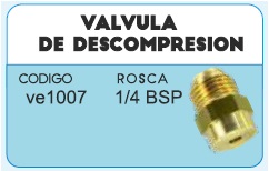 VALVULA DE DESCOMPRESION ROSCA 1/4 BSP