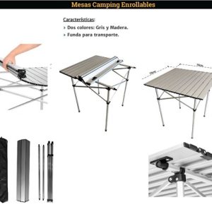 Mesa Camp Enrollable Acero Mod Table 2 Color Gris