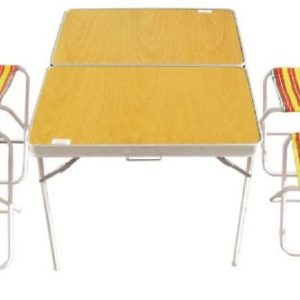 Mesa CAMPING CLASICA plegable fleje Aluminio c/4banquitos 81x68x69
