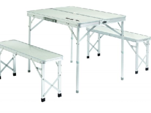 Mesa Pleglable de Aluminio con dos Bancos
